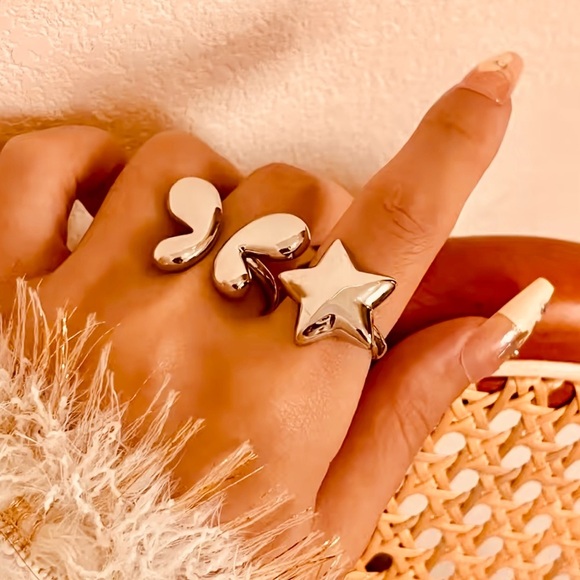 Butterfly Star Silver Opening Rings for Women size 7-8 - Picture 1 of 5